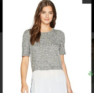 BCBGeneration Sheer Knit Keyhole Back Top NWT